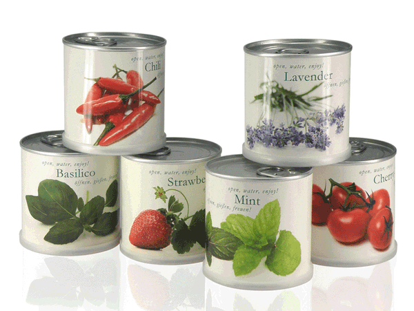 Mini moestuintjes in blik