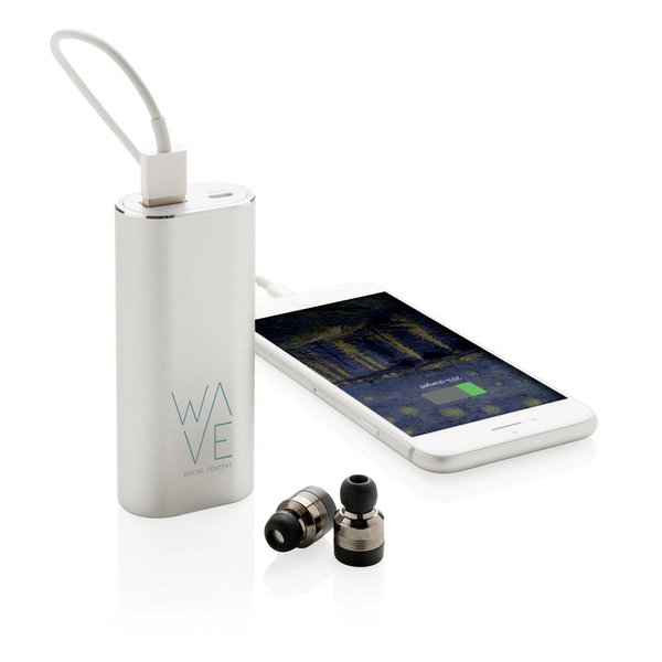 Draadloze oordoppen met powerbank