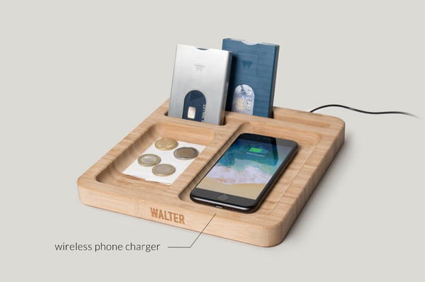 Bamboo organizer met draadloze oplader