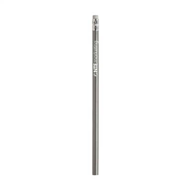 Lackierter Bleistift mit Radiergummi, unangespitzt - Silber