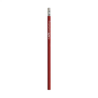 Lackierter Bleistift mit Radiergummi, unangespitzt - Rot