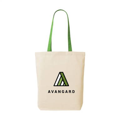 Canvas tas met gekleurd hengsel | 220 grams | 38 x 42 x 10 cm - Limegroen