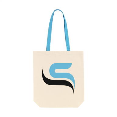 Canvas tas met gekleurd hengsel | 220 grams | 38 x 42 x 10 cm - Lichtblauw