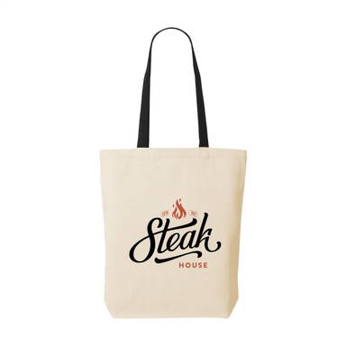Canvas tas met gekleurd hengsel | 220 grams | 38 x 42 x 10 cm - Zwart