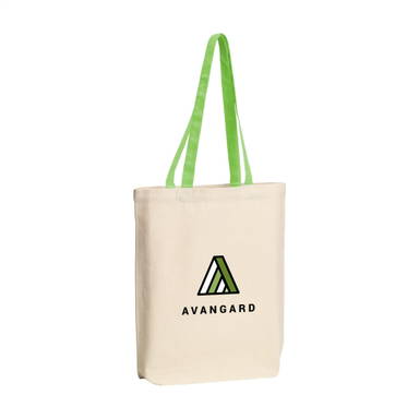 Canvas tas met gekleurd hengsel | 220 grams | 38 x 42 x 10 cm - Limegroen