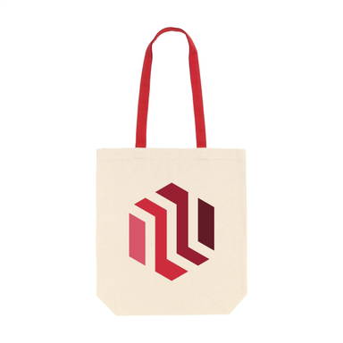 Canvas tas met gekleurd hengsel | 220 grams | 38 x 42 x 10 cm - Rood