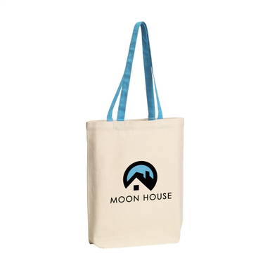 Canvas tas met gekleurd hengsel | 220 grams | 38 x 42 x 10 cm - Lichtblauw