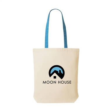 Canvas tas met gekleurd hengsel | 220 grams | 38 x 42 x 10 cm - Lichtblauw