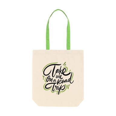 Canvas tas met gekleurd hengsel | 220 grams | 38 x 42 x 10 cm - Limegroen