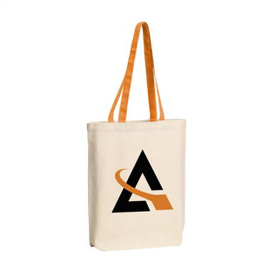 Canvas tas met gekleurd hengsel | 220 grams | 38 x 42 x 10 cm - Oranje