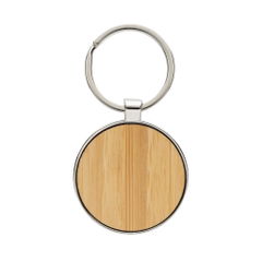 RCS keychain made of recycled zinc alloy with bamboo