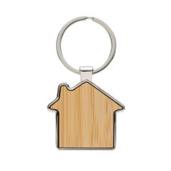 RCS house keychain made of recycled zinc alloy with bamboo