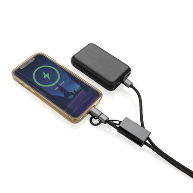 Terra RCS gerecycled PET telefoon lanyard 60W oplaadkabel