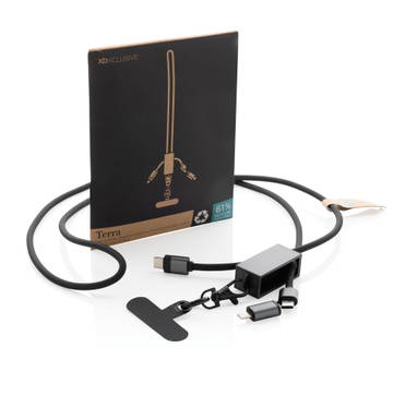 Terra RCS gerecycled PET telefoon lanyard 60W oplaadkabel