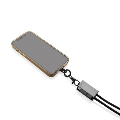 Terra RCS gerecycled PET telefoon lanyard 60W oplaadkabel