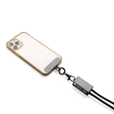 Terra RCS gerecycled PET telefoon lanyard 60W oplaadkabel