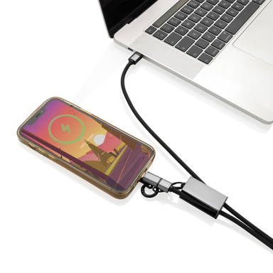 Terra RCS gerecycled PET telefoon lanyard 60W oplaadkabel