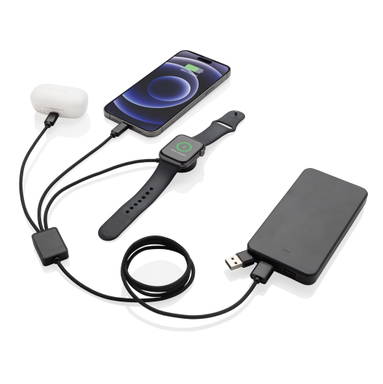 Terra RCS rPET 6-in-1 oplaadkabel met iWatch lader