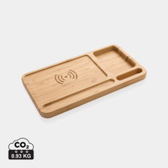 Organisateur de bureau en bambou chargeur sans fil 10W