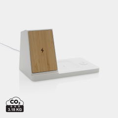 Chargeur 3 en 1 Ontario RCS en plastique recyclé et bambou 15W