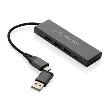 Terra RCS gerecycled aluminium hub met 3 USB-poorten