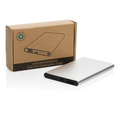 RCS gerecycled plastic/alu 4000 mah powerbank met type C