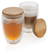 Dubbelwandig borosilicaatglas met bamboe deksel 350ml set