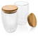 Dubbelwandig borosilicaatglas met bamboe deksel 350ml set