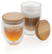 Dubbelwandig borosilicaatglas met bamboe deksel 350ml set