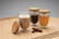 Dubbelwandig borosilicaatglas met bamboe deksel 350ml set