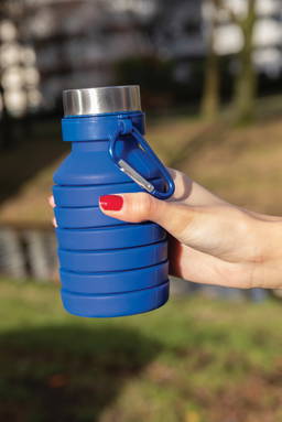 Lekvrije opvouwbare siliconen fles met schroefdop