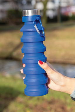 Lekvrije opvouwbare siliconen fles met schroefdop