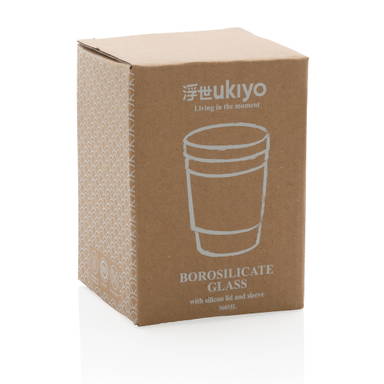 Ukiyo borosilicaat glas met siliconen deksel en sleeve