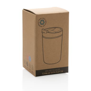 GRS gerecycled PP beker met klapdeksel