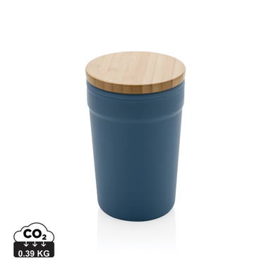 GRS gecertificeerd gerecycled PP mok met bamboe deksel