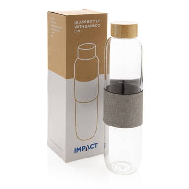 Impact borosilicaat glazen fles met bamboe deksel