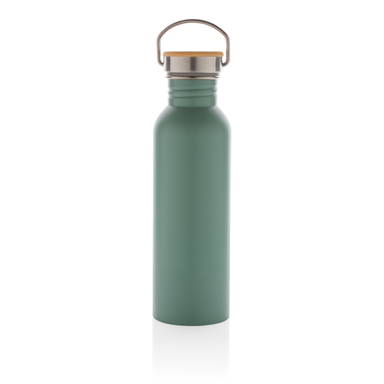 Moderne roestvrijstalen fles met bamboe deksel