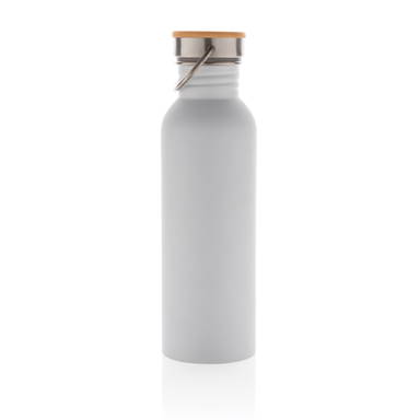 Moderne roestvrijstalen fles met bamboe deksel