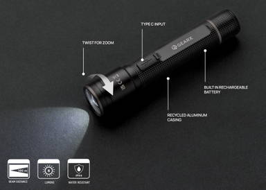 Gear X RCS gerecycled aluminium USB-oplaadbare zaklamp