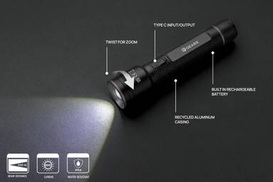 Gear X RCS gerecycled aluminium USB-oplaadbare zaklamp large