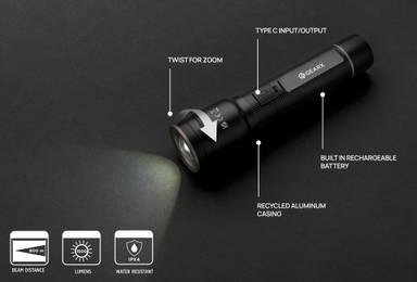 RCS gerecycled aluminium heavy duty USB-oplaadbare zaklamp