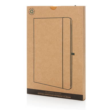 GRS Gerecycled lederen hardcover notitieboek A5