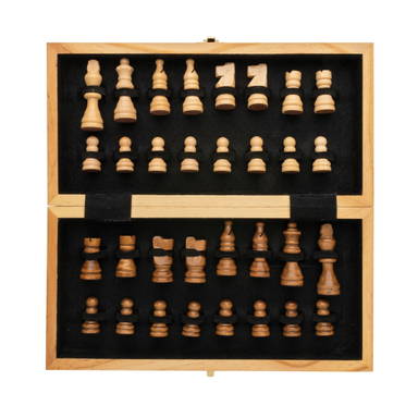 Luxe houten opvouwbaar schaakspel