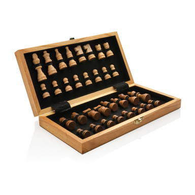 Luxe houten opvouwbaar schaakspel