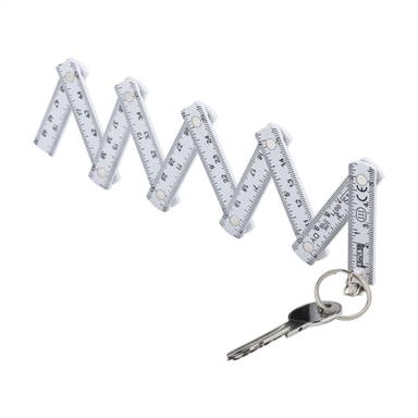 Sleutelhanger promotie vouwmeter - Wit