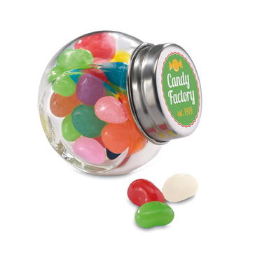 BEANDY Glazen pot gevuld met snoepjes