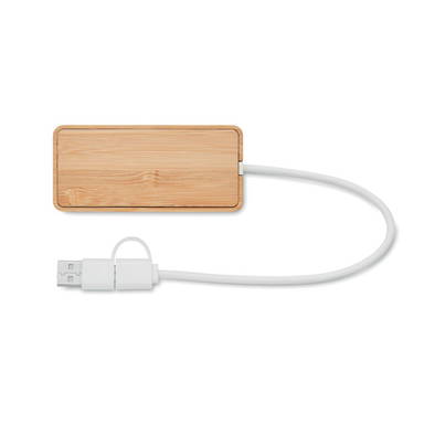 HUBBAM Bamboe USB hub 3 poorten