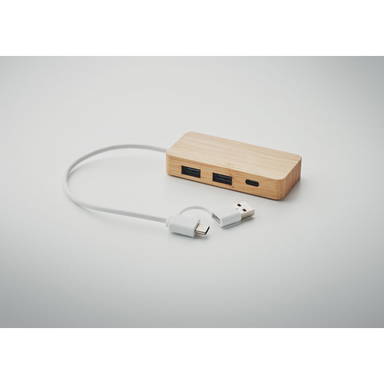 HUBBAM Bamboe USB hub 3 poorten