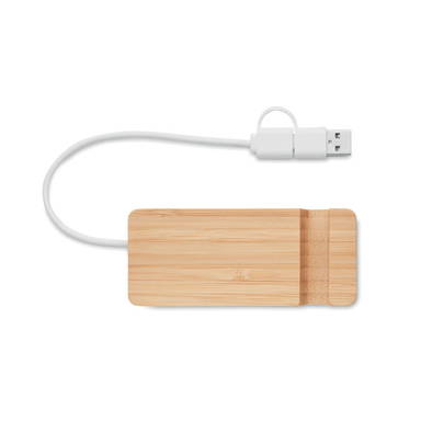 HUBSTAND Bamboe USB hub 4 poorten