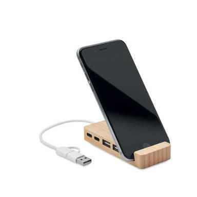 HUBSTAND Bamboe USB hub 4 poorten